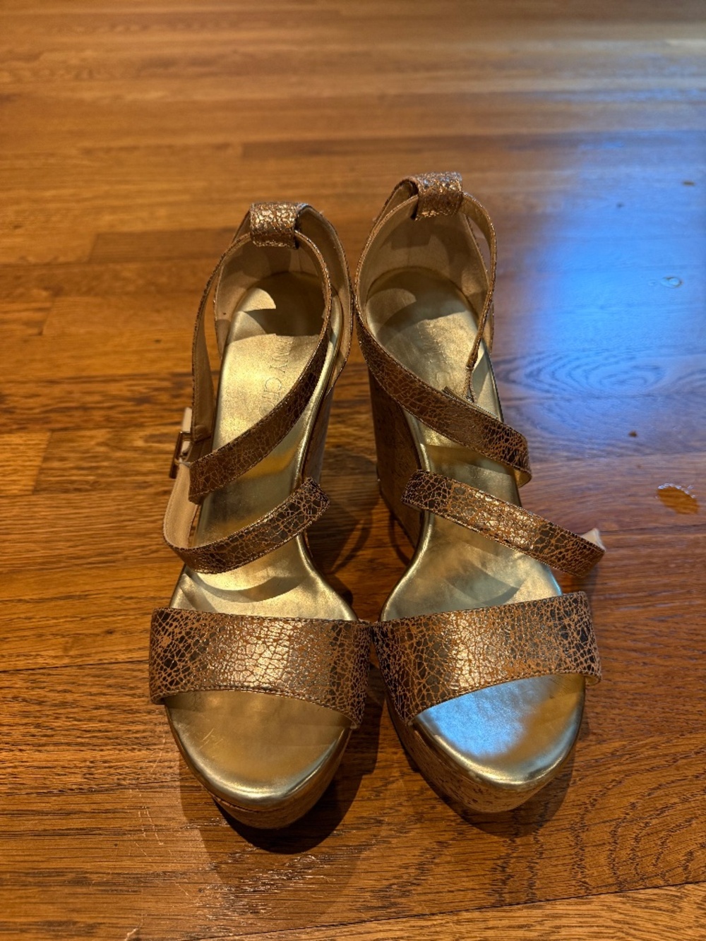 Jimmy Choo Portia Rose Gold Cork Wedges 38